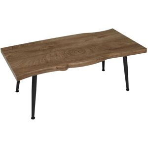 Toilinux Table basse en metal et mdf effet bois brut marron