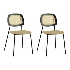 Mathi Design Lot de 2 chaises de repas simili cuir beige