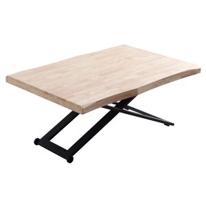 Mathi Design Table basse rehaussable bois et acier noir L120