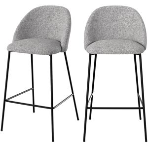 Rendez-Vous Deco Chaise pour îlot central 66 cm en tissu chine gris clair (lot de 2)