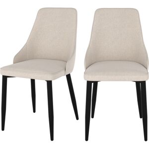 Rendez-Vous Deco Chaise en tissu beige et pieds en metal (lot de 2)