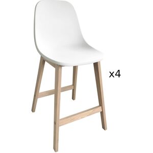 Mob In Chaises d'ilot et bar 65 cm en chene et assise plastique - Lot de 4