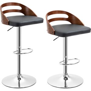 Homcom Lot de 2 tabourets de bar contemporain synthetique noir dossier ajoure