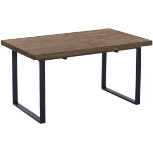 Mathi Design Table repas extensible bois fonce et acier noir L180