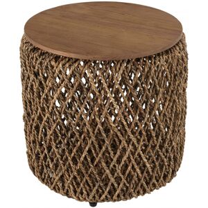 MACABANE Table d'appoint ronde en tissage de fibre de cocotier D49