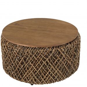 MACABANE Table basse ronde en tissage de fibre de cocotier D70