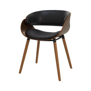 Rendez-Vous Deco Chaise en cuir synthetique noir et bois plaque noyer