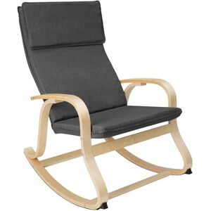 Tectake Fauteuil a bascule Avec des accoudoirs, cadre en bois de bouleau gris