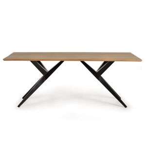 GINER Y COLOMER Table a manger en bois d'acacia naturel et details en metal