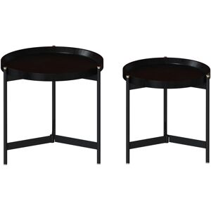 Rendez-Vous Deco Tables d'appoints rondes noires en bois de manguier (lot de 2)