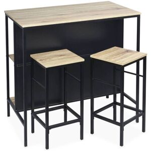 sweeek Table haute 2 etageres + 2 tabourets