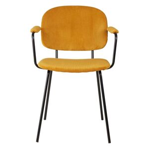 Zago Chaise accoudoirs velours côtele jaune curry