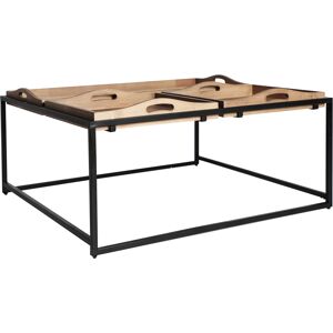 Lastdeco Table Basse en Bois de Chene Noir, 84x84x40 cm