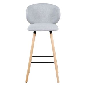 Zago Chaise de bar tissu gris clair pieds en bois