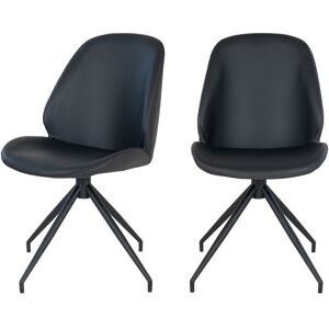 House Nordic Lot de 2 chaises en simili et metal noir