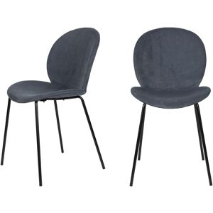 Zuiver Lot de 2 chaises en velours côtele et metal ardoise