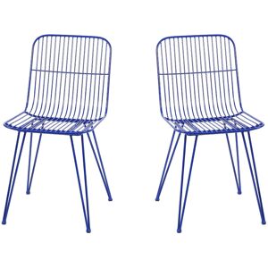 Pomax Lot de 2 chaises design en metal bleu