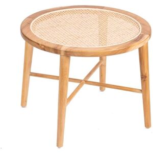 HYDILE Table ronde en bois de manguier et cannage 46x60