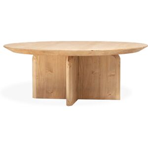 Decowood Table basse ronde en bois de sapin marron clair Ø60cm