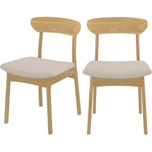 Rendez-Vous Deco Chaise en tissu beige et bois clair (lot de 2)