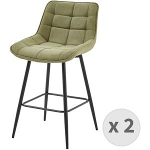 Moloo Fauteuil de bar en tissu Sauge et metal noir (x2)