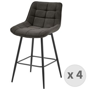 Moloo Fauteuil de bar en tissu Gris souris et metal noir (x4)