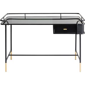 Kare Design Bureau 1 tiroir en verre et acier noir