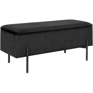 Meubles & Design Banc avec rangement en velours et pieds en metal noir