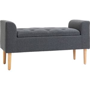 Homcom Banquette coffre rangement 2 en 1 style Chesterfield aspect lin gris