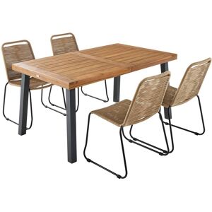 sweeek Table indoor/outdoor + 4 chaises corde beiges