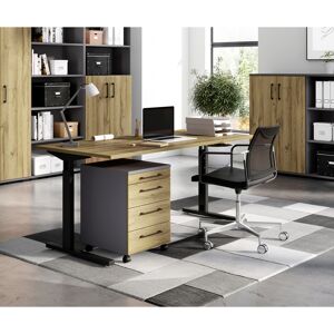 Vivabita Bureau droit 160 cm reglable en hauteur contemporain chene