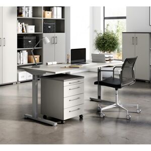 Vivabita Bureau droit 160 cm reglable en hauteur contemporain gris