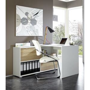 Vivabita Bureau d'angle contemporain blanc/chene