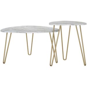 Novogratz Tables gigognes en PVC stratifie panneaux de particules blanc Marbre