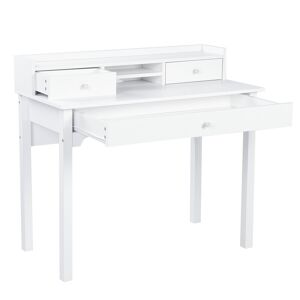 Urban Meuble Bureau scandinave blanc avec tiroirs rangement 10050