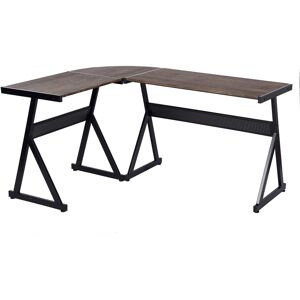 Urban Meuble Bureau d'angle effet bois marron au style industriel