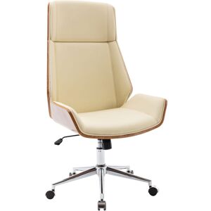 CLP Chaise de bureau reglable en similicuir Noyer / Creme