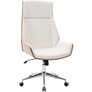 CLP Chaise de bureau reglable en similicuir Noyer / Blanc