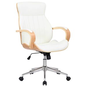 CLP Chaise de bureau reglable en similicuir Nature / Blanc