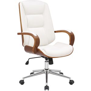 CLP Chaise de bureau Pivotant ergonomique en similicuir Noyer / Blanc