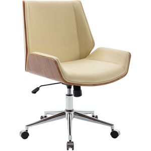 CLP Chaise de bureau reglable en similicuir Noyer / Creme