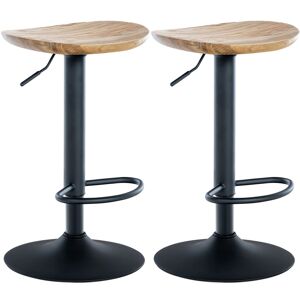 CLP Lot de 2 tabourets de bar ajustables pivotants bois Nature