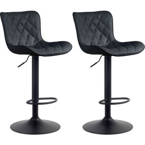 CLP Lot de 2 tabourets de bar ajustables pivotants similicuir Noir