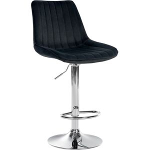 CLP Tabouret de bar velours ajustable pivotant velours Noir