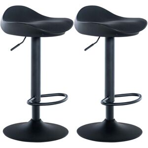 CLP Lot de 2 tabourets de bar ajustables pivotants similicuir Noir