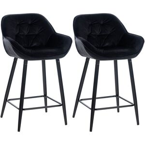 CLP Lot de 2 Tabourets de bar Avec accoudoirs velours Noir