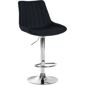 CLP Tabouret de bar en tissu ajustable pivotant tissu Noir