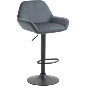 CLP Tabouret de bar velours ajustable pivotant velours Gris fonce