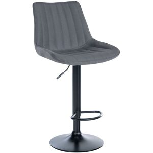 CLP Tabouret de bar en tissu ajustable pivotant tissu Gris