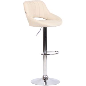 CLP Tabouret de bar en tissu ajustable pivotant tissu Creme